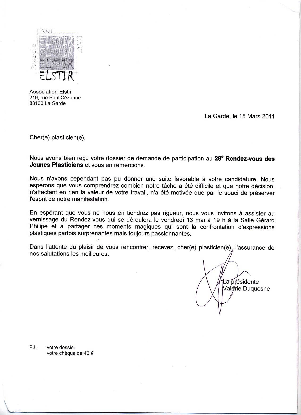 reponse positive a une candidature